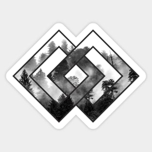 Geometric Forest - Black and White Minimal Sticker